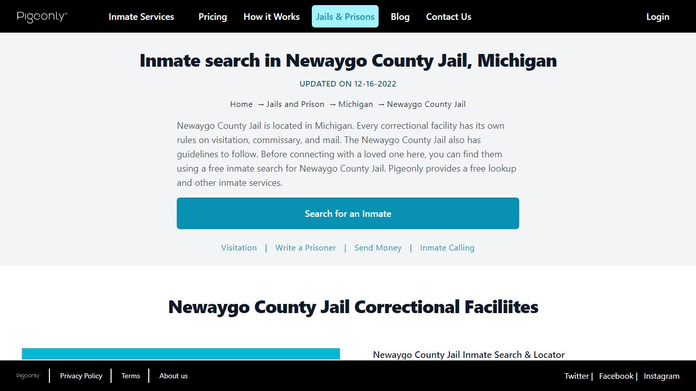 Inmate Search Newaygo County Jail, Michigan | Pigeonly